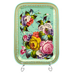 Поднос с авторской росписью "Цветы" 36Х26 СМ