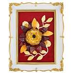 Настольное янтарное панно "Открытка с цветами" 23х18 см