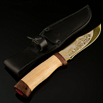 0049649 Златоуст Нож туристический Юнона (дерево) с титановым покрытием