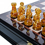 Шахматный ларец с янтарными фигурами "Петербург" 48х48 см, фотография 3. Интернет-магазин ЛАВКА ПОДАРКОВ