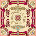 500035 Сувенирный платок “Горянка» золотой", 90*90, шелк 100% МД Нины Ручкиной