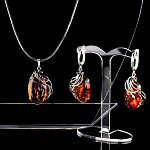 0025391 Серебро 925 КОМПЛЕКТ "МЕДОВЫЙ1" серьги8,25, подвеска3,73