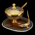 0069371/0587 Златоуст Икорница "СТЕРЛЯДЬ НА АГАТЕ" 