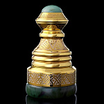 23898/НЕФРИТ Златоуст ПЕЧАТЬ С КАМНЕМ на камне  позолота в  уп (нефрит) d=5см h=8см