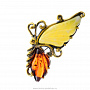 Брошь из латуни с янтарной вставкой "Бабочка Куколка", фотография 4. Интернет-магазин ЛАВКА ПОДАРКОВ