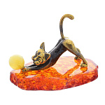 0045860/339.2 Сувенир Кошечка игривая на подставке Сувенир (коньячный)
