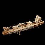  Клык моржа. Композиция "НАРТЫ" упряжка малая 7 собак(резьба) 