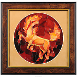 Янтарное мозаичное панно "Конь-огонь". Эксклюзив