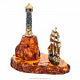 Статуэтка с янтарем "Корабль у маяка", фотография 5. Интернет-магазин ЛАВКА ПОДАРКОВ