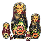 0078216 МАТРЕШКА  "ЦВЕТЫ"5 мест 14 см красный фон 