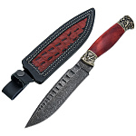 0076109 Оружие сувенирное Нож "ХИЩНИК" дамаск ножны-кожа. в П/У,бордо