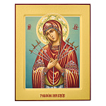 Икона с сусальным золотом "Божья Матерь Умягчение злых сердец" 22х28 см