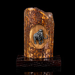 202842 ЭКРАН МАМОНТ, бивень мамонта, дер вязь, благород металл 7*9 см