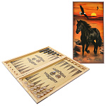 0074402/60*30 см Настольные игры 2в1 НАРДЫ/ШАШКИ "КОНЬ/ЛОШАДЬ" 60*30 см