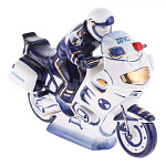 0020856 Гжель Скульптура "МОТОЦИКЛИСТ ДПС"  в золоте