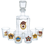 НАБОР питейный "СОВЕТСКИЙ. ГВАРДИЯ":Графин+6 стопок