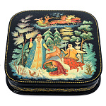 0061493-13*13см  Лаковая миниатюра Палех ШКАТУЛКА "Морозко" Критов