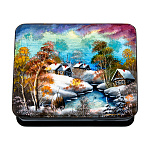 Шкатулка с художественной росписью "Зима в деревне"