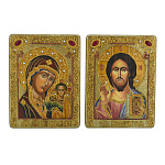 200460/15*20см  Венчальная пара икон "БМ Казанская/Вседержитель" мор. дуб RTI-P25.m