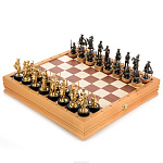 Шахматы деревянные с металлическими фигурами "Полтавская битва"