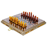 0080063/32*16см СУПЕР-ЦЕНА!!! Янтарь ШАХМАТЫ СКЛАДНЫЕ  (Янтарь в полиэфир.смоле, дуб)