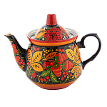 0080294 ХОХЛОМА чайник "Ягодки" черный фон (форма 1) 0,5