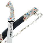 0074976 Ятаган "Янычар" ножны кожа/мельхиор,эмаль