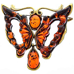 0058448/2249.4 Брошь Бабочка Затмение (коньячный)