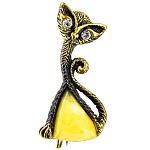 0058472/1335.4 Брошь Кошка Треугольник (белый)