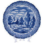 Тарелка декоративная "Зима в деревне". Гжель