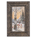 Картина на бересте "Снегири" 11х21 см