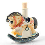 -0,05л  Фарфор МИНИ-ШТОФ "Игрушка -Лошадка" бел/цв/ золоте 0,05л в комплекте 