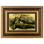 0068016 Картина на золоте "Рысь на дереве" 45*35  паспарту хаки в ПУ