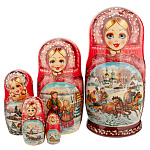 Матрешка "Тройка. Зима" 5 мест