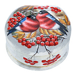 0070604/9*8см Шкатулка лаковая миниатюра Холуй"Снегири"