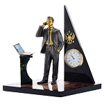 11516 Бронза Часы "Руководитель" Змеевик, Яшма (1.18)