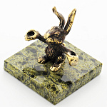 0034532/ФР Бронза Сувенир Статуэтка "Заяц-боксер" Бронза Змеевик 