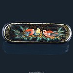   лаковая миниатюра ШКАТУЛКА-пенал "СНЕГИРИ" 16*4*3см Авт.Краснов