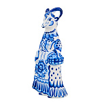 Статуэтка фарфоровая с росписью "Коза с лукошком". Гжель