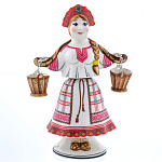 0051525 Гжель Скульптура ВОДОНОСКА подглазурная роспись в г/к