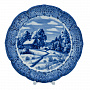 Тарелка сувенирная настенная "Зима в деревне". Гжель, фотография 3. Интернет-магазин ЛАВКА ПОДАРКОВ