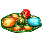 Тарелка-пасхальница с ручной росписью "Кролик" на 8 яиц