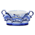 0036747/ручки Гжель Конфетница "Деревенька"с ручками  Авт. Исаев С.В.