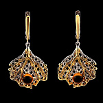 Серьги с янтарными вставками 9,28 гр.