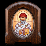 Икона с финифтью "Спиридон Тримифунтский" 11 х 13 см