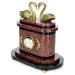 0035156/7282-П Бронза ЧАСЫ настольные "ПАРА ЛЕБЕДЕЙ" креноид 