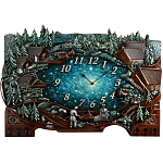 0016710 Нат. дерево ЧАСЫ-ПАННО "ОЗЕРО" краски, стразы, дуб