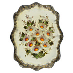 0022087/45*36см-беж Поднос ЖОСТОВО с росписью "РОМАШКИ"(фон бежевый)