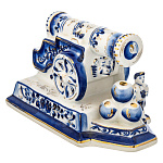 0060256 Гжель Скульптура "Царь-пушка" большая 14*9*7см в золоте