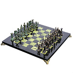 0040653/25*25см  Нат.камень ШАХМАТЫ с фигурами  "Лучники" Змеевик